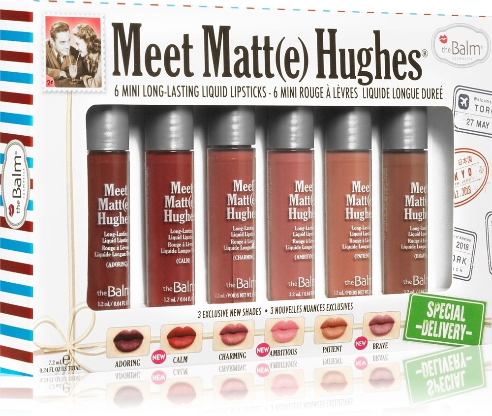 theBalm Meet Matt(e) Hughes Mini Kit Special Delivery - набор жидких помад, 6× 7,2 ml