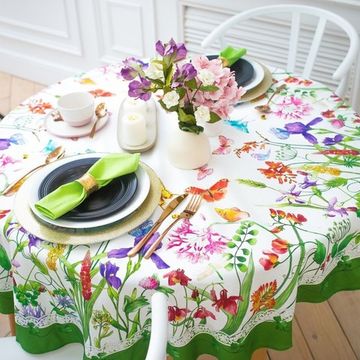 Скатерть "Луговые цветы" d=220 см, 100% хлопок