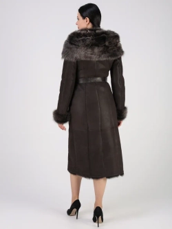 Дубленка зимняя натуральная с капюшоном длинная и теплая