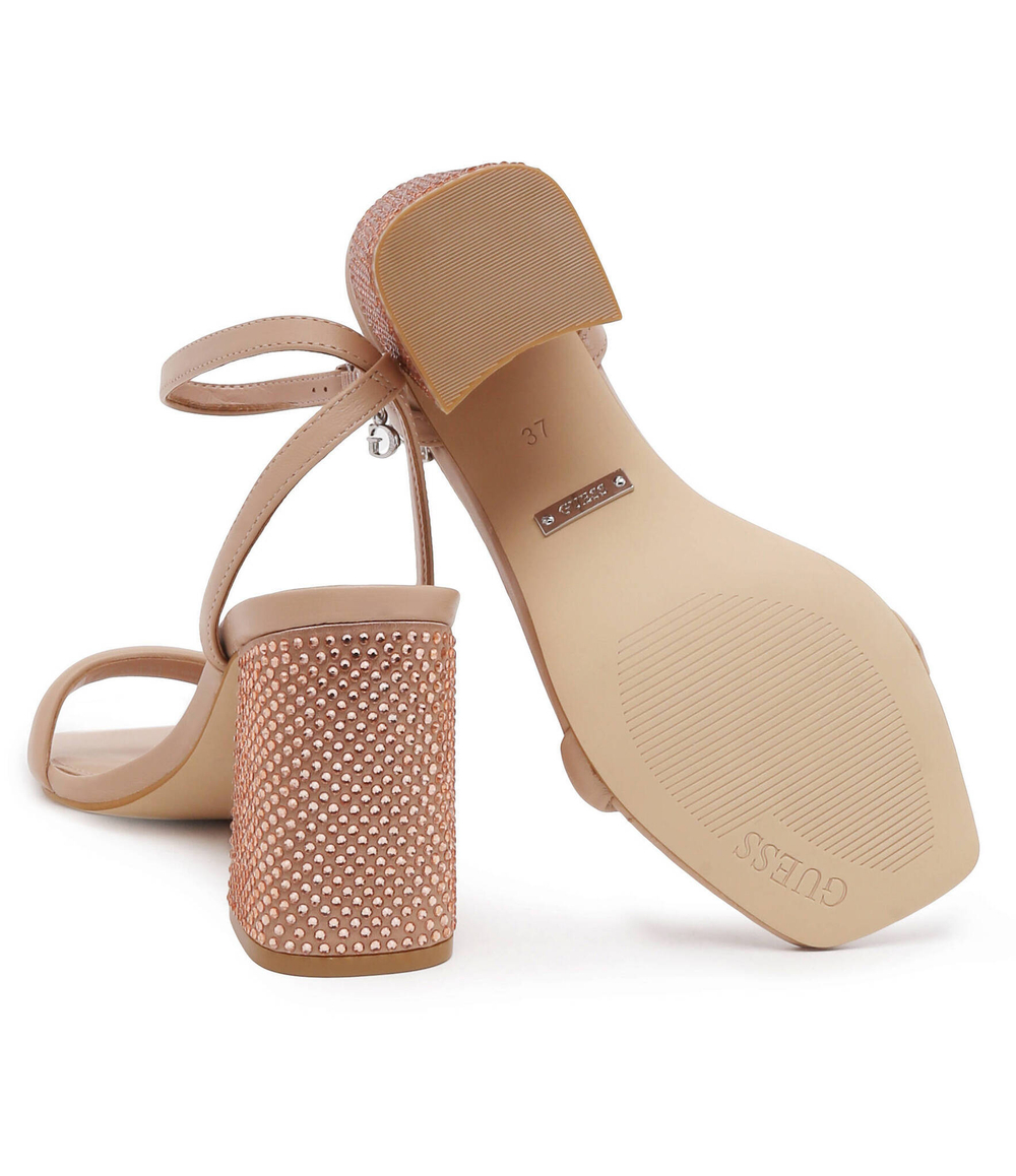 Кожаные босоножки на каблуке Guess - бежевый(FLJGEL LEA03)
