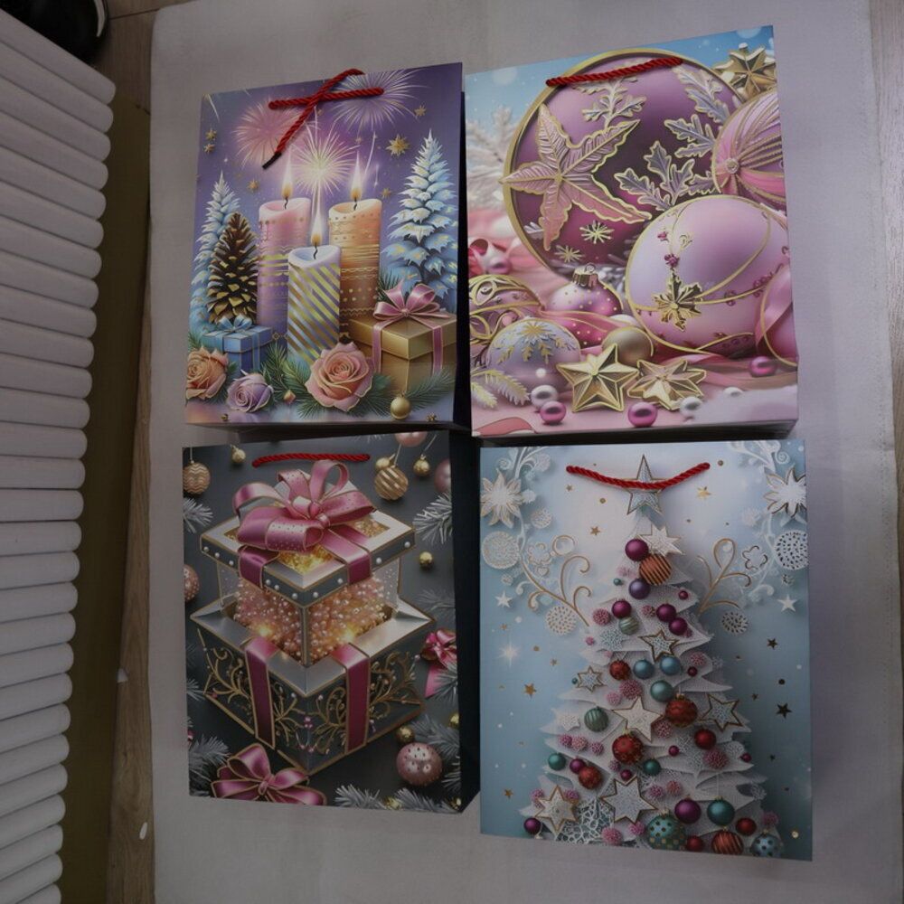 GAEM Пакет подарочный (бумага 210г/м2, блок 12шт), L30 W12 H39 см, 4в.