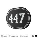 Номерок на дверь квартиры 447, для кабинета, офиса, шильдик 9 х 7 см, черный, Айдентика Технолоджи