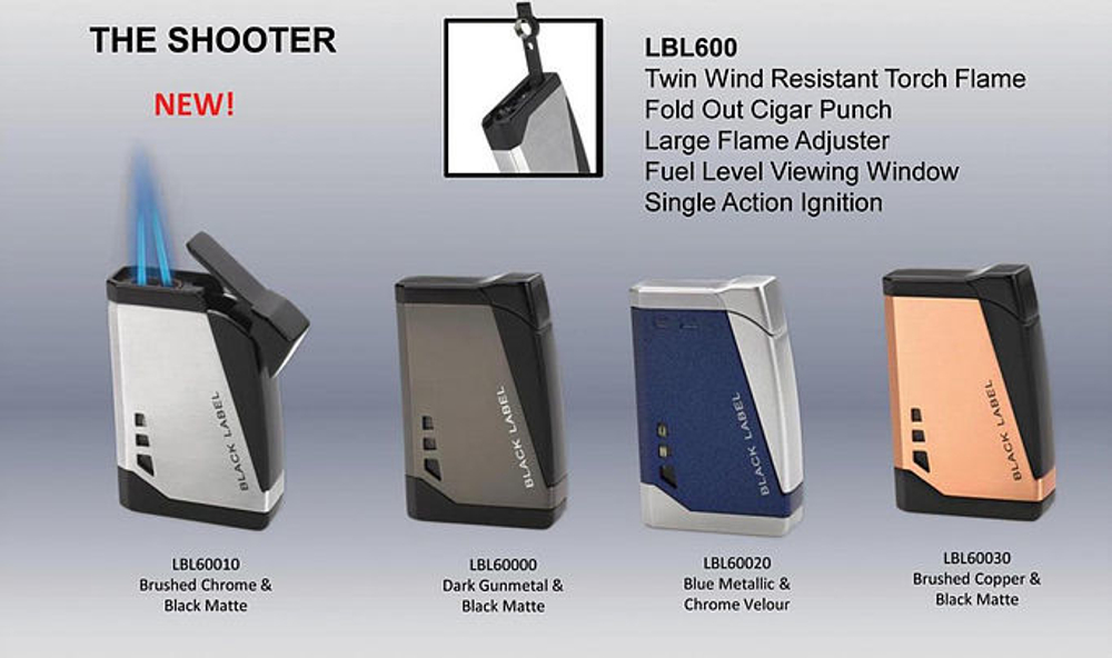 Зажигалка Black Label 60010 Shooter Dark Gunmetal & Black Matte