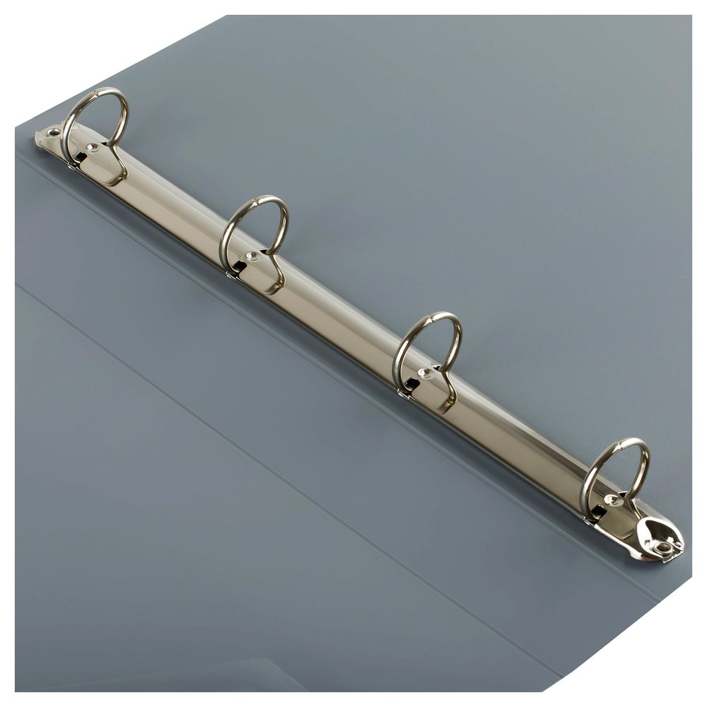 Папка на 4-х кольцах, 40мм, Стамм Стандарт, 700мкм, корешок с карманом, серая, внутр. карман