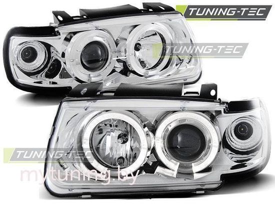 Передние фары VW Polo 3 6N angel eyes chrome