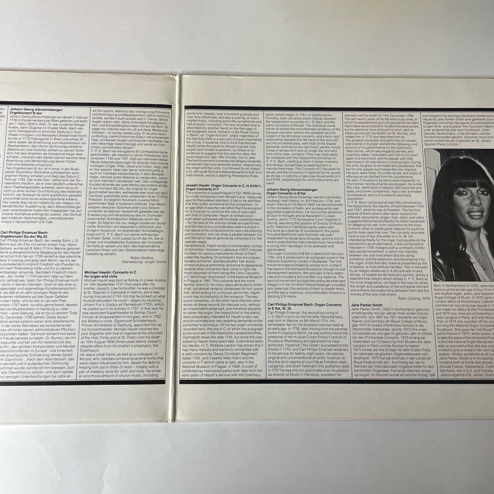 Винтажная виниловая пластинка LP Jane Parker-Smith, Joseph Haydn Гайдн, Orgelkonzerte Der Fruhklassik Ранние Классические Органные Концерты (Германия 1979) Quadraphonic