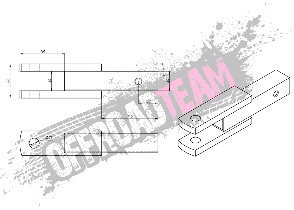 Насадка фаркопа скоба, квадратный профиль