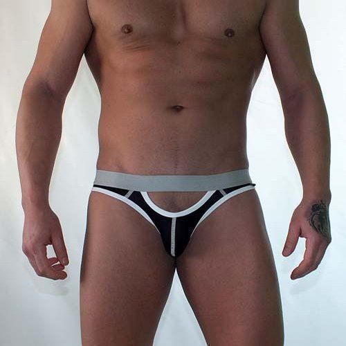 Трусы мужские брифы черные  сеточка с вырезами спереди и сзади Van Baam VB-38149