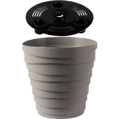 Кашпо для цветов пластиковое 1,4л d-14,5см «Бархан» Серый жемчуг