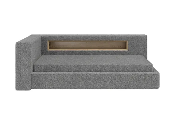 Диван-кровать Cube c нишей L (серый, рогожка)