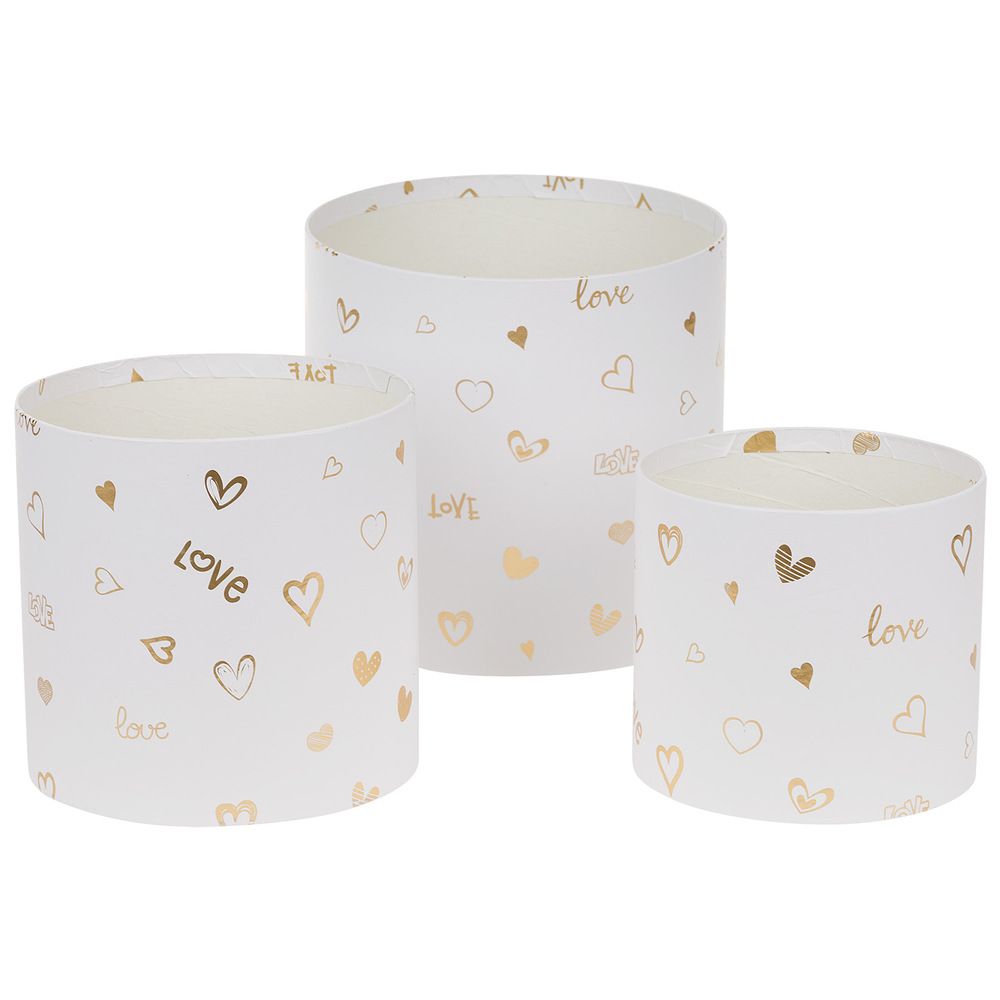 Набор/3шт "Принт" D18хH17см, D15хH14,5см, D13хH12см без крышки (Белый)