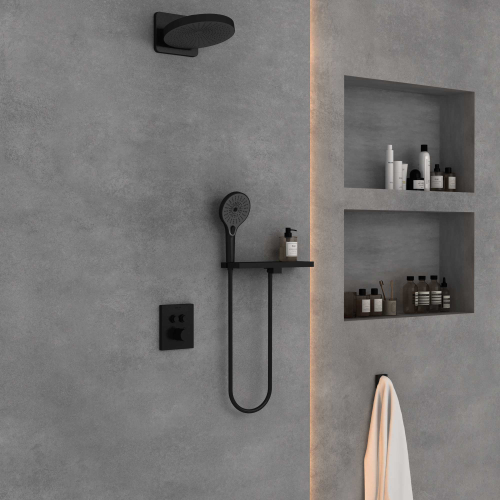 Душевой комплект Vincea Inspire VSFW-3I21T1RMB встраиваемый, термостатический, 2 режима, черный