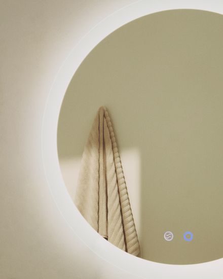 Круглое зеркало для ванной Mervi со LED подсветкой и защитой от запотевания Ø 80 см