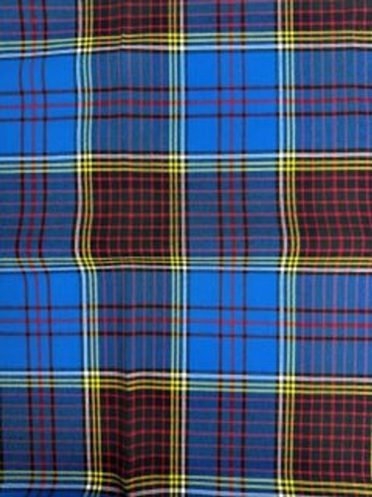 Костюмная принт клетка, голубой/красный/желтый С1