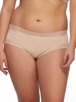 Трусики-хипстеры из мягкой микрофибры с кружевной отделкой (Размер: XS) (Цвет: красный)