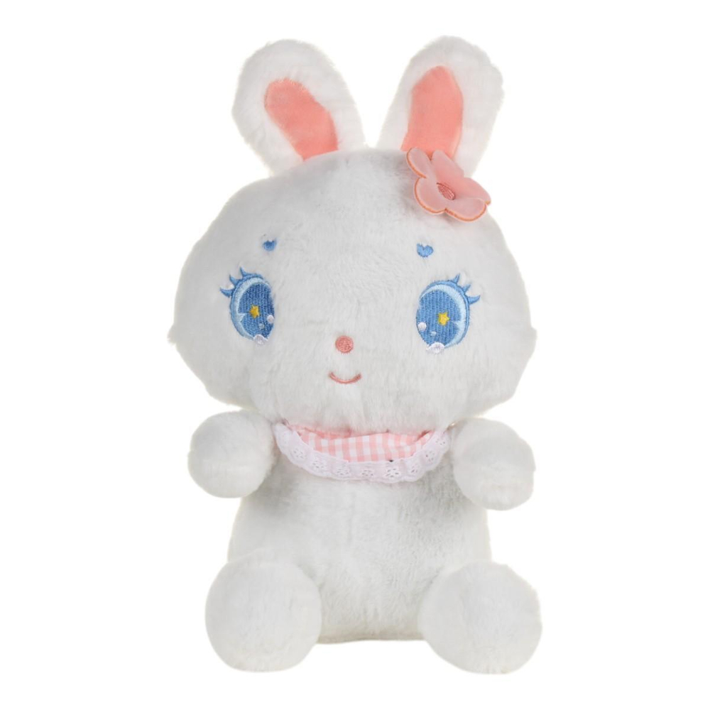 Заяц в слюнявчике и с цветком на голове 17x26x12см. (Hand)