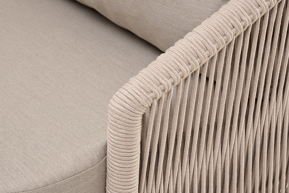 "Верона" лаунж-зона 5-местная плетеная из роупа (веревки), каркас алюминиевый белый, роуп бежевый