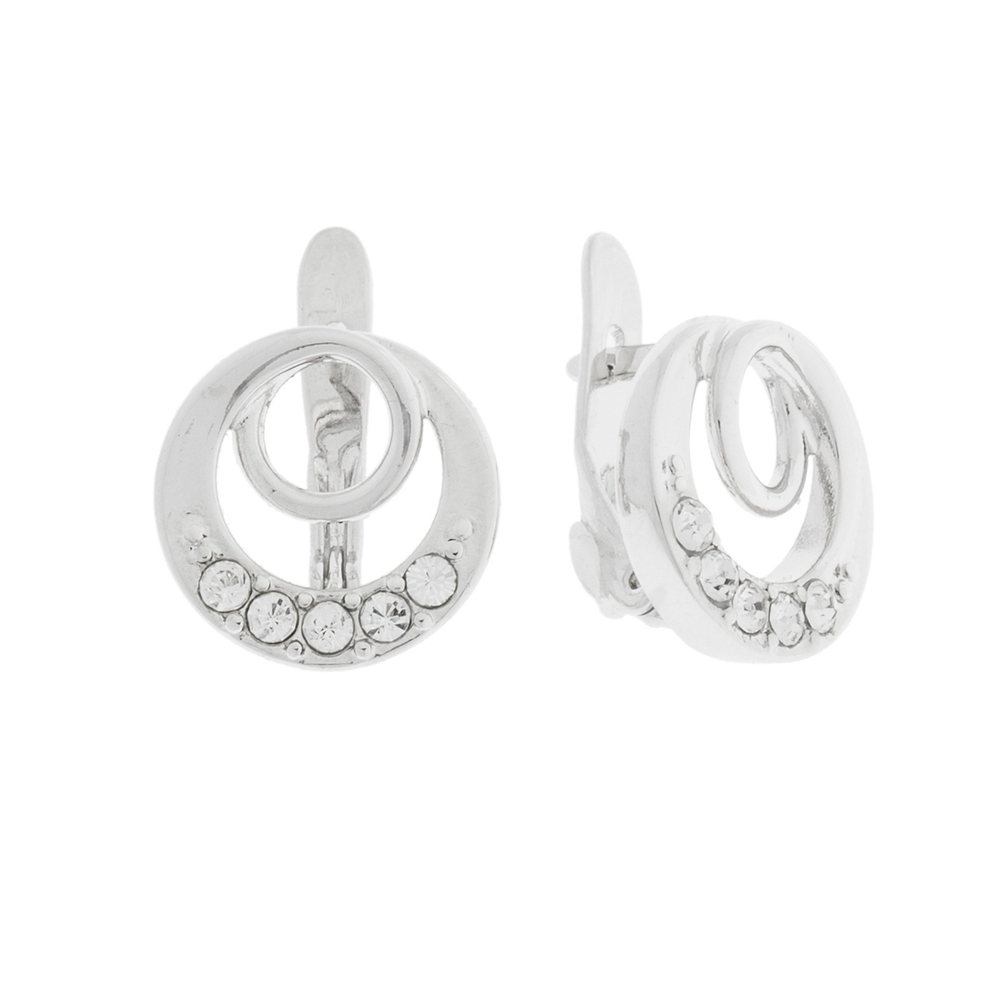 "Икуку" серьги в родиевом покрытии из коллекции "Воздух" от Jenavi  с английским замком