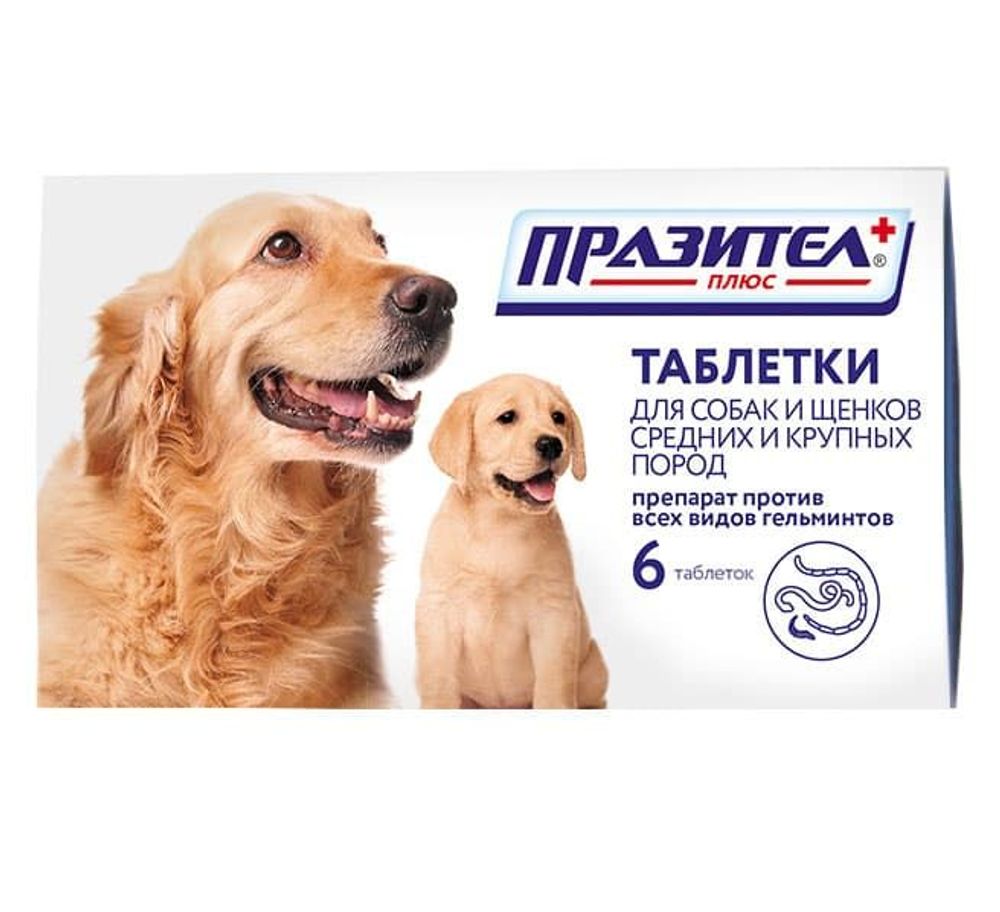 Празител плюс для собак и щенков средних и крупных пород, уп. 6 таб.