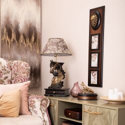 Настольная лампа с бюро Лошадь императора Бронза с абажуром 38 Голдбраун