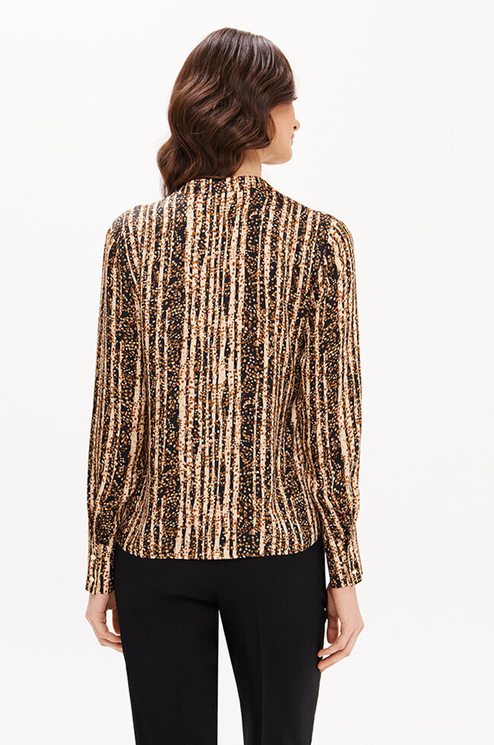 23408 Блузка женская (черно-песочный принт)