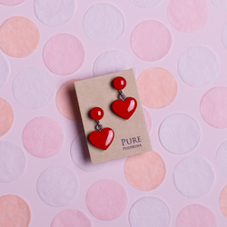 Серьги - Сердечки - Красный