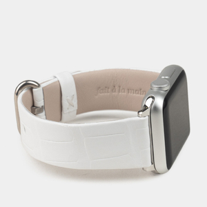Ремешок для Apple Watch 40/41/42 mm из кожи аллигатора,белого цвета