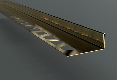 Наружный L-профиль для плитки и керамогранита, латунь шлифованная