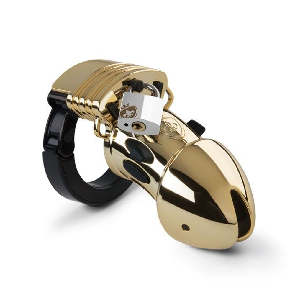 Золотистый пояс верности Pubic Enemy No1 Gold Edition для электростимуляции (Цвет: золото)