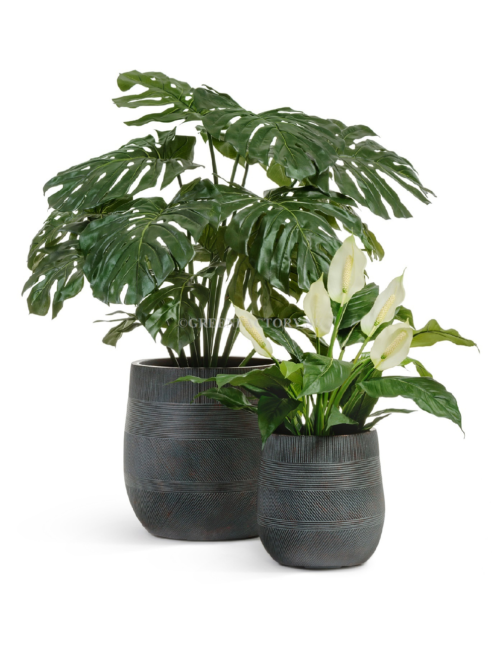 Кашпо TREEZ ERGO - серия Graphics - Округлая чаша - Чёрный графит