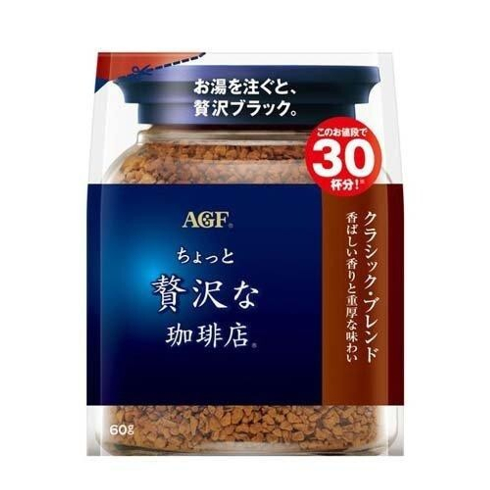 Кофе растворимый AGF Роскошная кофейня классическая смесь, в мягкой упаковке, 60 г