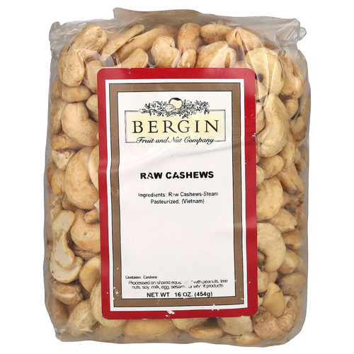 Bergin Fruit and Nut Company, необработанные кешью, 454 г (16 унций)
