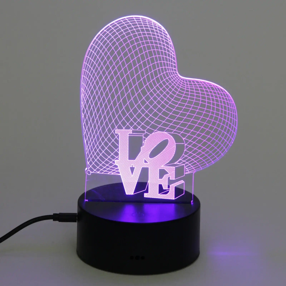 Светильник ночник «3D-LOVE» на пластиковой подставке, с включателем USB