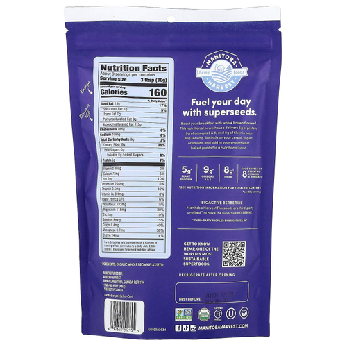 Manitoba Harvest, Органическое цельное льняное семя, 283 г (10 унций)