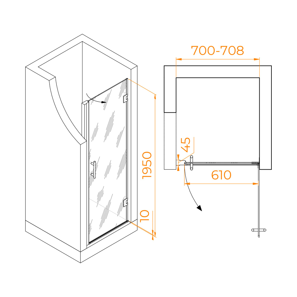 Душевая дверь RGW HO-011 (Прозрачное, 700)