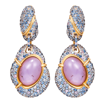 Серьги с Халцедонами и Сапфирами, E0057-0/7