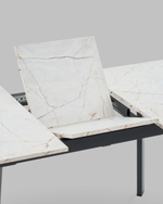 Стол Batu new 120-160/80/76 столешница ЛМДФ азул оникс подстолье металл черный