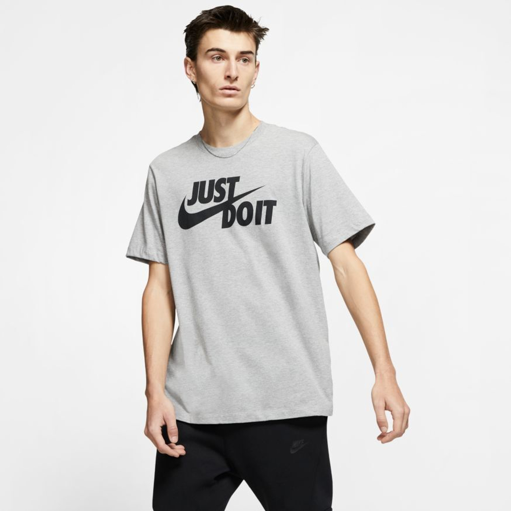 Мужская теннисная футболка Nike NSW Tee Just Do It Swoosh M - dk grey heather/black