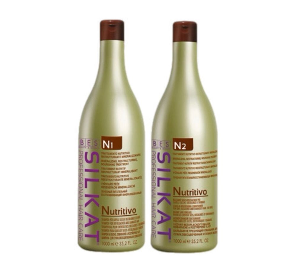 Набор для сухих и поврежденных волос Silkat Nutritivo BES (Шампунь N1, 1 л + Бальзам N 2, 1 л)