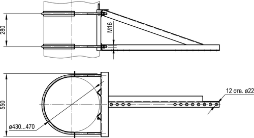 Кронштейн тросового успокоителя грузов для компенсированной подвески для железобетонной стойки