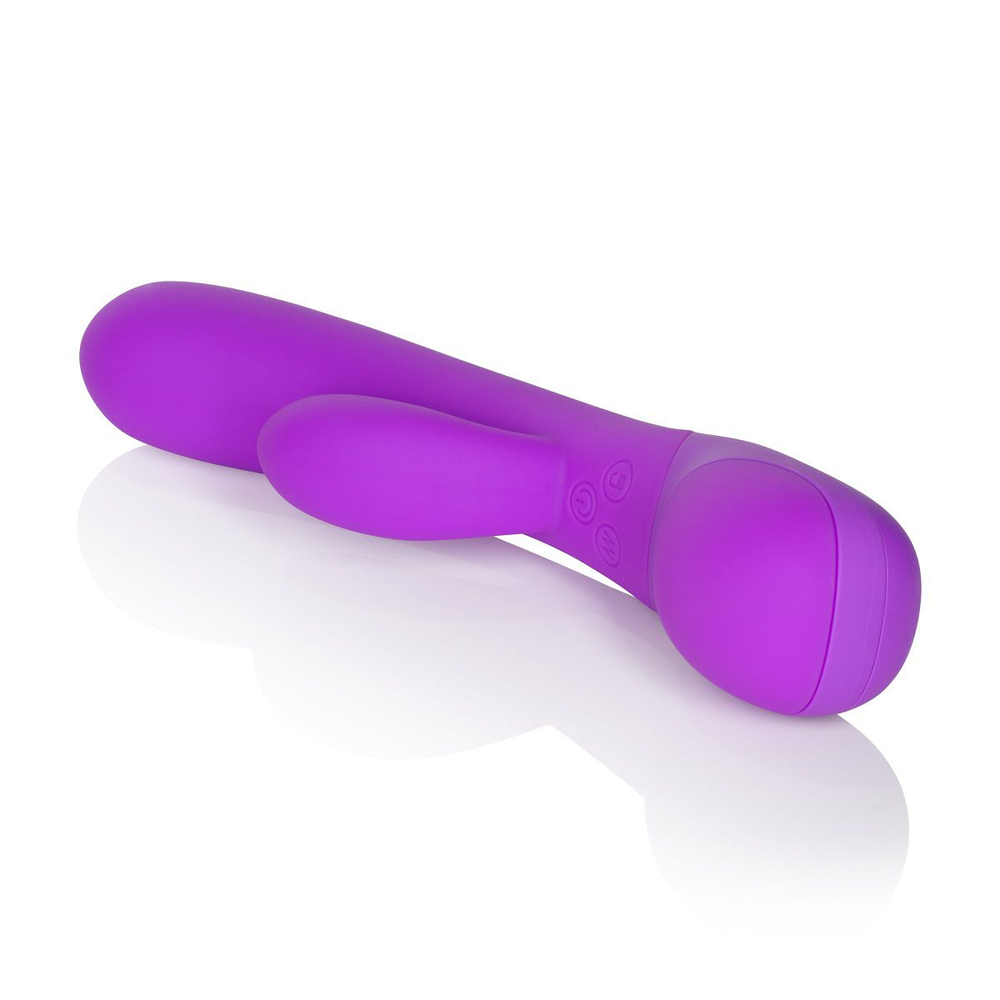 Фиолетовый вибромассажер Impress “g” со стимуляцией клитора - 18 см. (Цвет: фиолетовый)