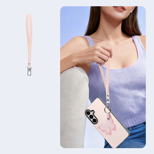 Чехол розового цвета (Light Pink) для Samsung Galaxy S26+ Плюс, серия Luvy Series Case (со съемным ремешком) от Dux Ducis