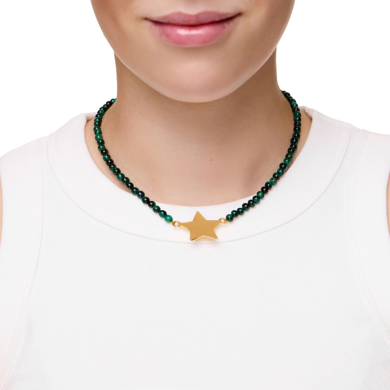 Колье Gold Plated Star Charm Beaded Necklace