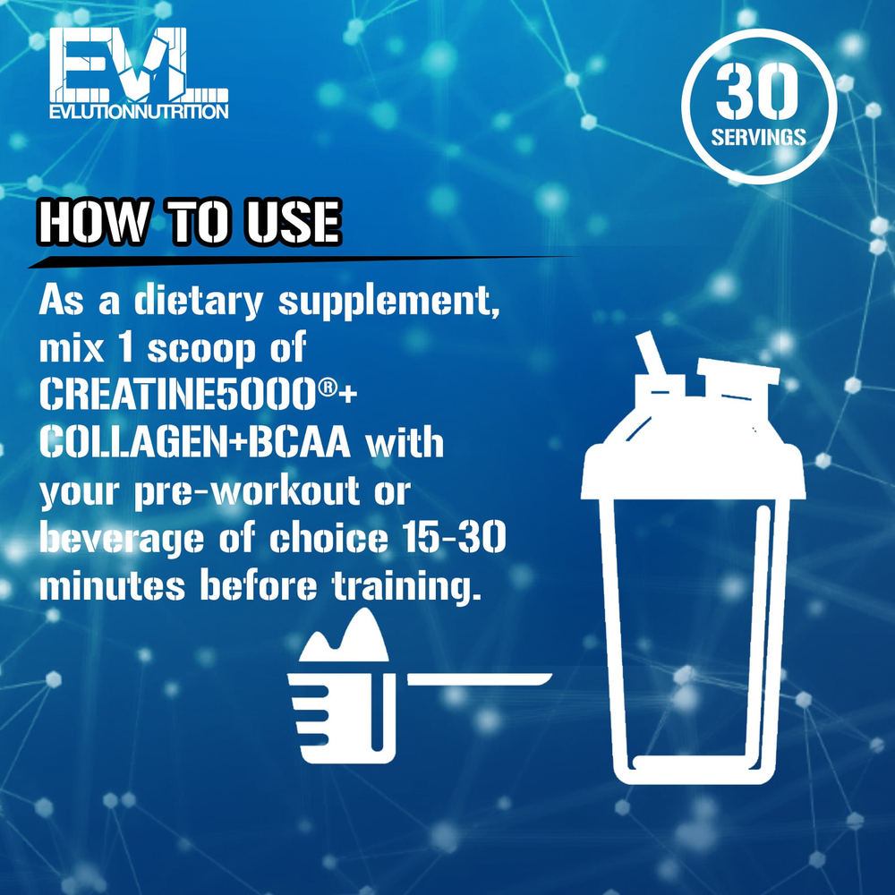 EVLution Nutrition, Creatine5000® с коллагеном и BCAA, для женщин, без добавок, 249 г (8,8 унции)