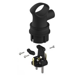 Вилка ЭРА VX12-B-IP44 каучуковая c заземлением 16А IP44 с кольцом угловая черная | Штепсельные вилки и розетки