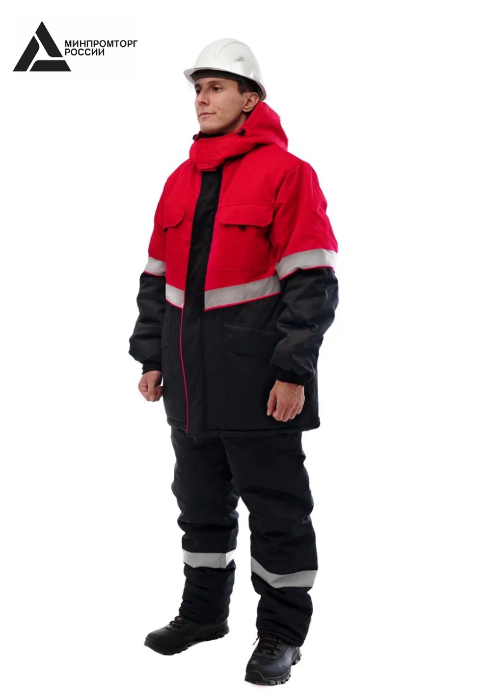 Костюм мужской зимний «СЕВЕРНАЯ ШИРОТА» (куртка+брюки) цв.черный/красный