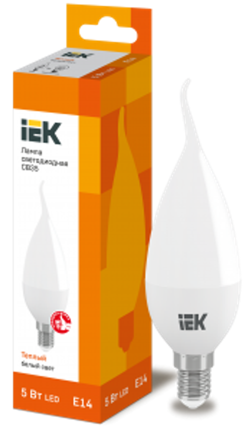 Лампа светодиодная CB35 свеча на ветру 5Вт 230В 3000К E14 IEK