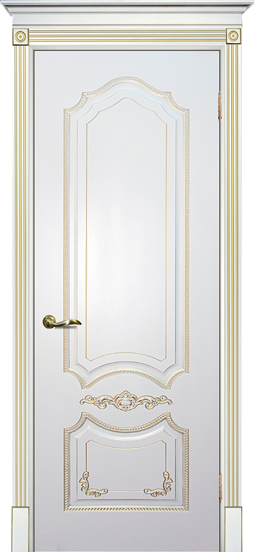 Дверь Смальта 10 / Цвет Белый ral 9003 патина золото / Двери ТЕКОНА