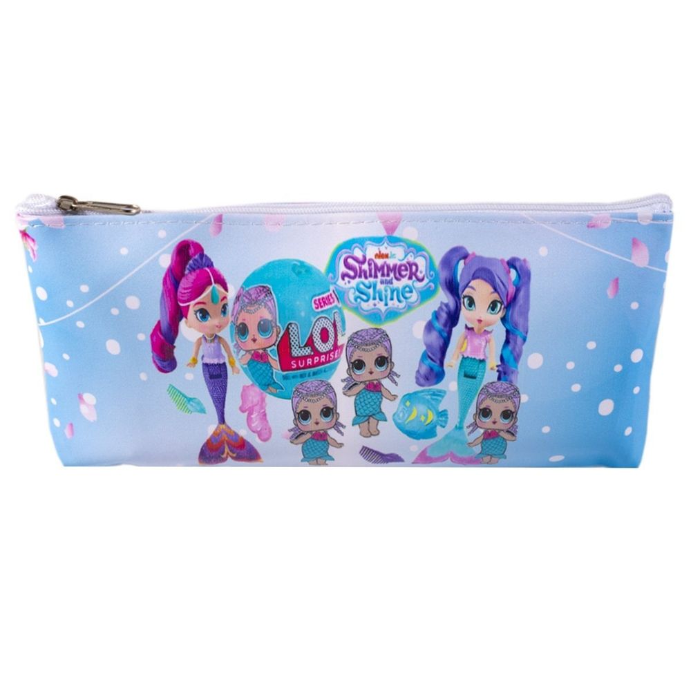 Пенал - косметичка АМ/AL, ПВХ, молния, 220 х 100 мм, "Русалки", синий