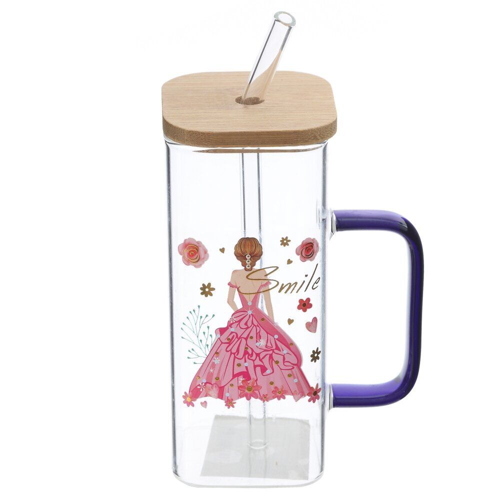 GAEM Кружка с крышкой и трубочкой, 350 мл, L9,5 W6 H18 см, 4в.